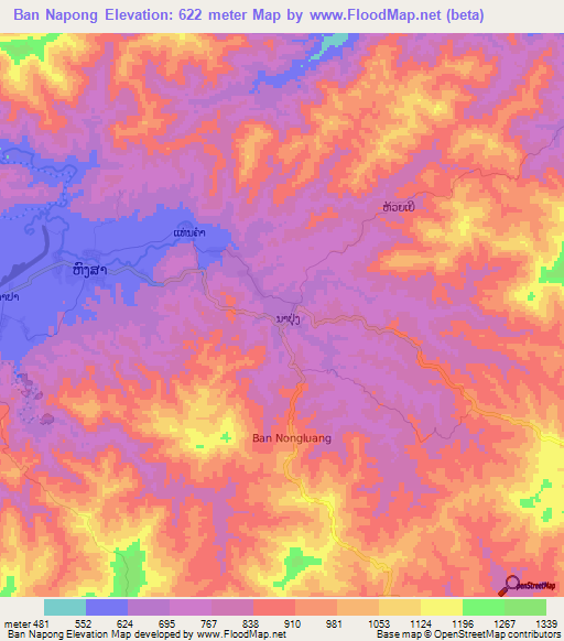 Ban Napong,Laos Elevation Map