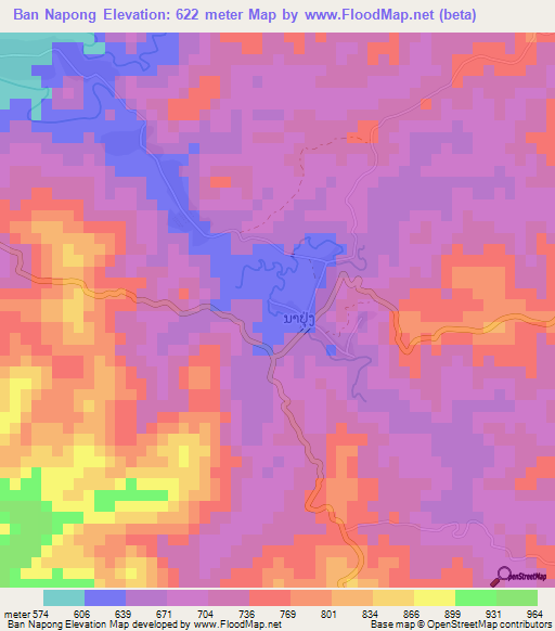 Ban Napong,Laos Elevation Map