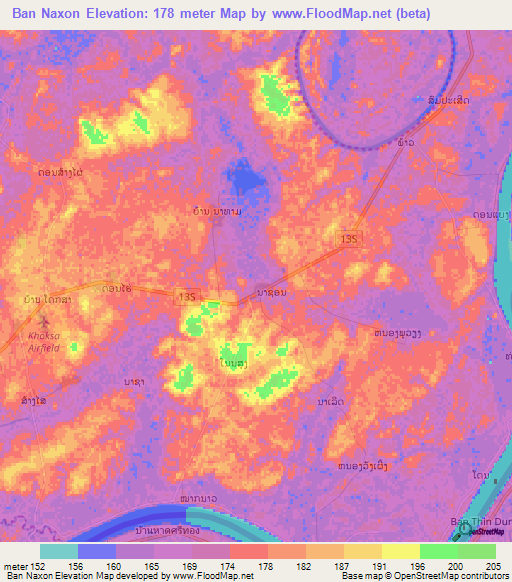 Ban Naxon,Laos Elevation Map