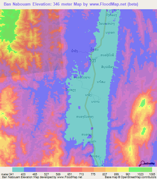 Ban Nabouam,Laos Elevation Map