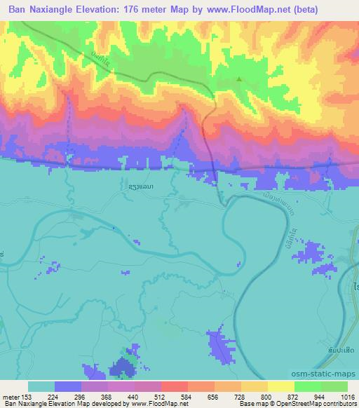 Ban Naxiangle,Laos Elevation Map