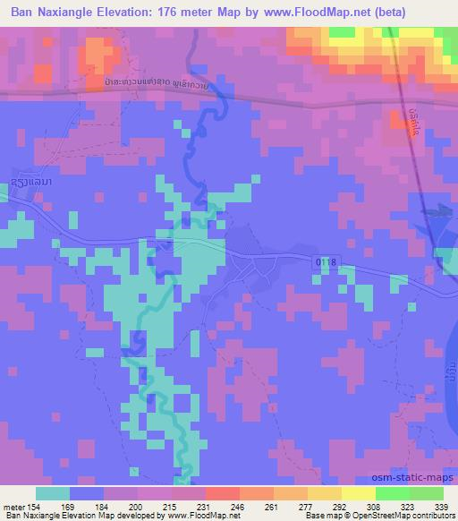 Ban Naxiangle,Laos Elevation Map