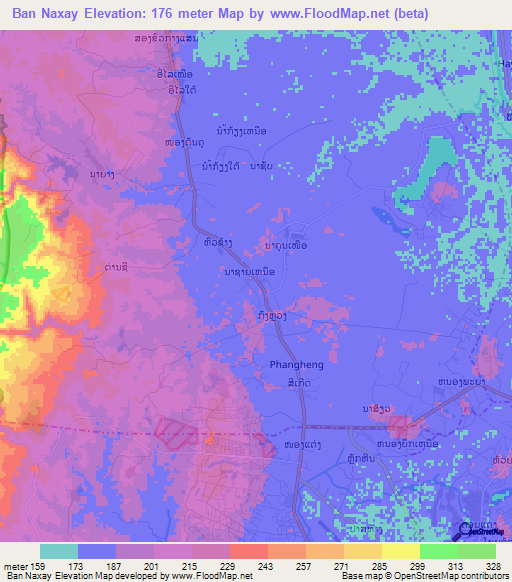 Ban Naxay,Laos Elevation Map