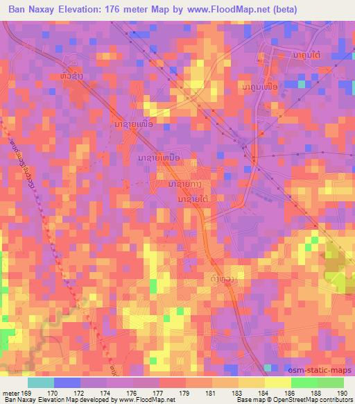 Ban Naxay,Laos Elevation Map