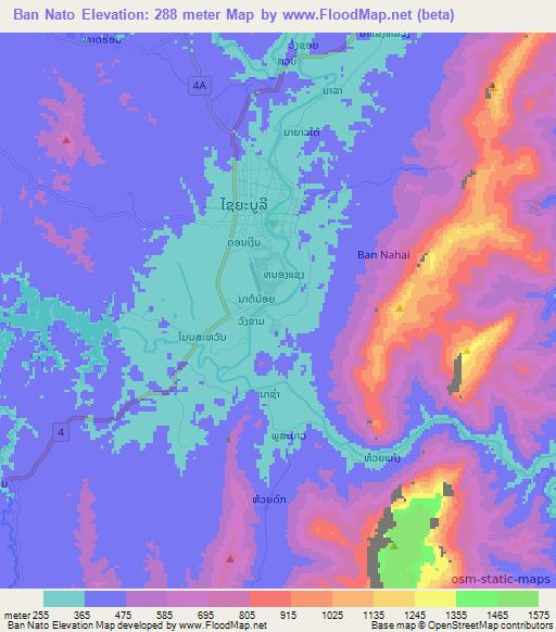 Ban Nato,Laos Elevation Map