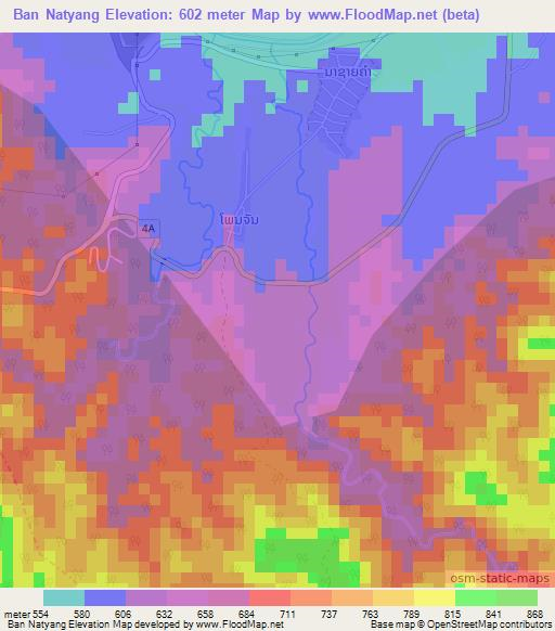 Ban Natyang,Laos Elevation Map