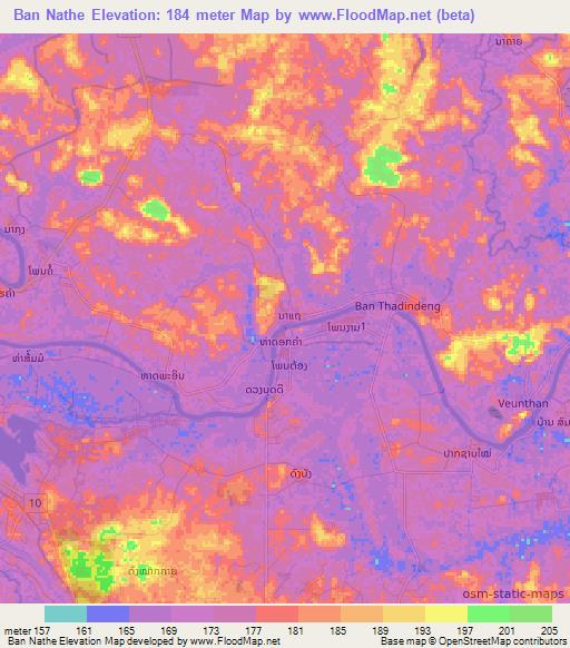 Ban Nathe,Laos Elevation Map