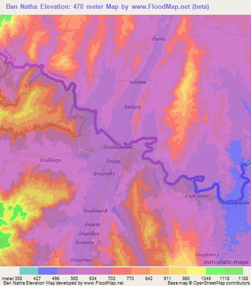 Ban Natha,Laos Elevation Map