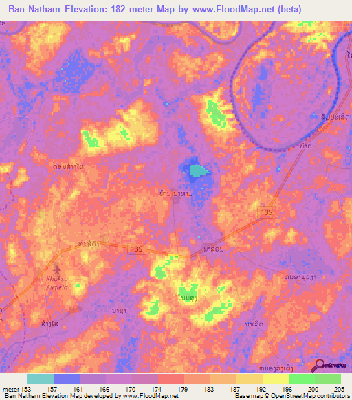 Ban Natham,Laos Elevation Map