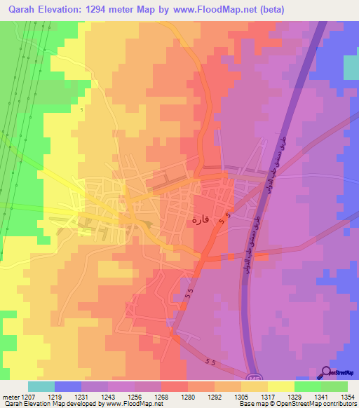 Qarah,Syria Elevation Map