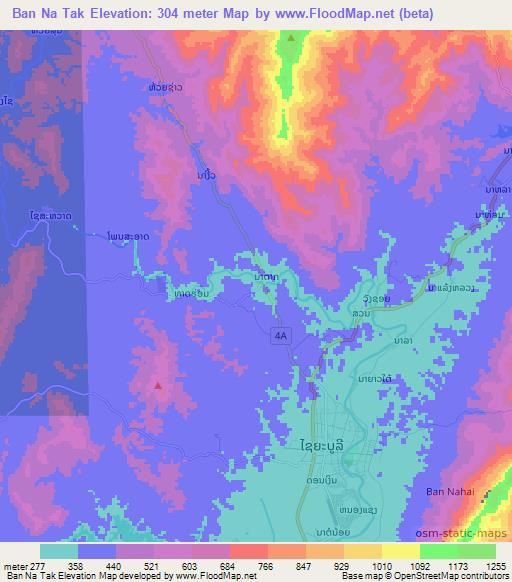 Ban Na Tak,Laos Elevation Map