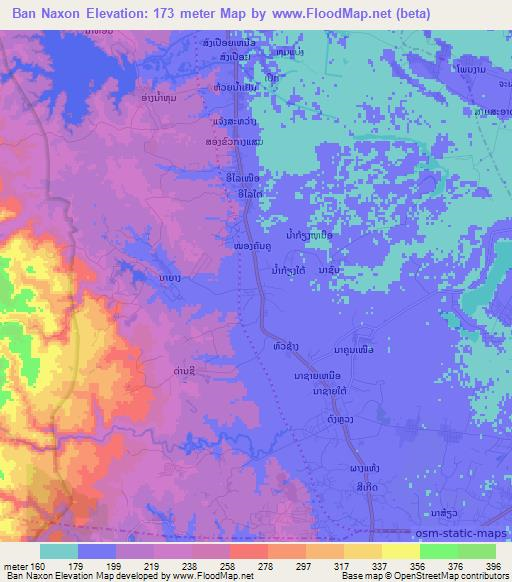 Ban Naxon,Laos Elevation Map