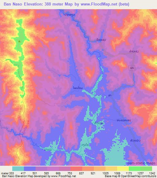 Ban Naso,Laos Elevation Map