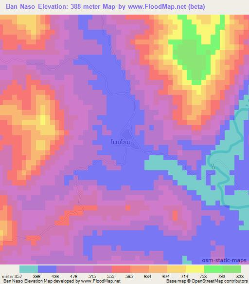 Ban Naso,Laos Elevation Map