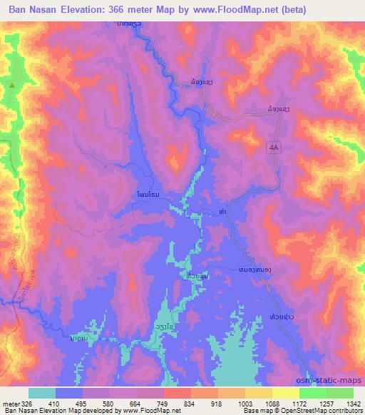 Ban Nasan,Laos Elevation Map