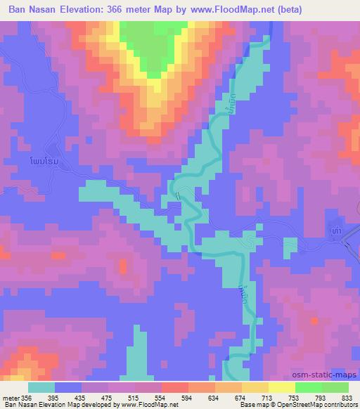 Ban Nasan,Laos Elevation Map