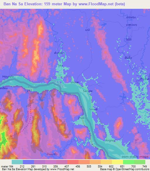 Ban Na Sa,Laos Elevation Map