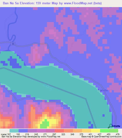 Ban Na Sa,Laos Elevation Map