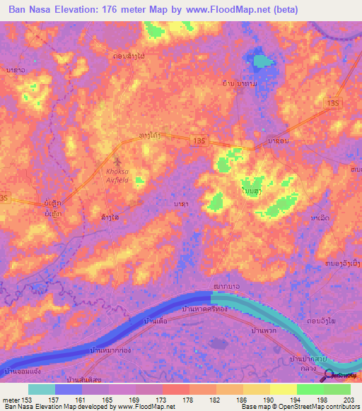 Ban Nasa,Laos Elevation Map