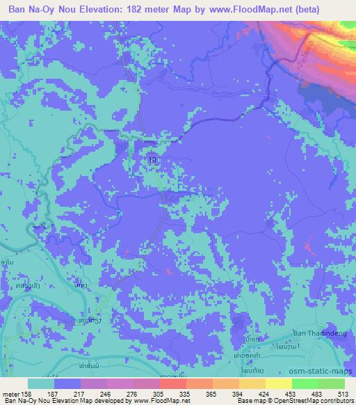 Ban Na-Oy Nou,Laos Elevation Map