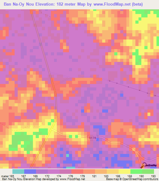 Ban Na-Oy Nou,Laos Elevation Map