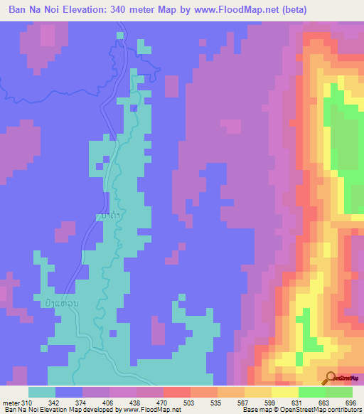 Ban Na Noi,Laos Elevation Map