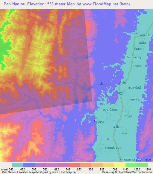 Ban Naniou,Laos Elevation Map