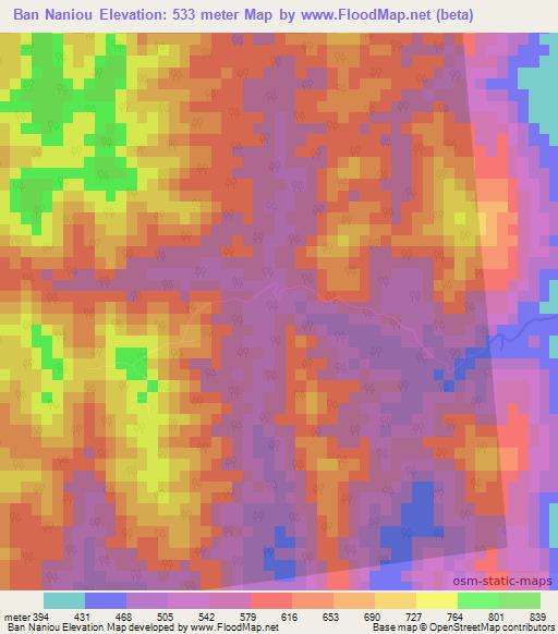 Ban Naniou,Laos Elevation Map