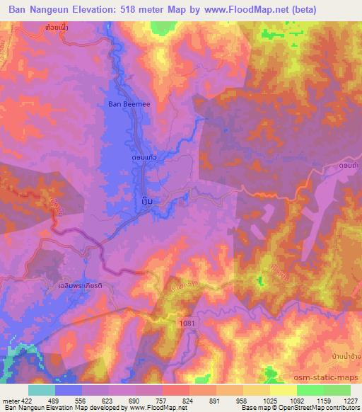 Ban Nangeun,Laos Elevation Map