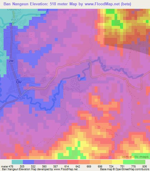 Ban Nangeun,Laos Elevation Map