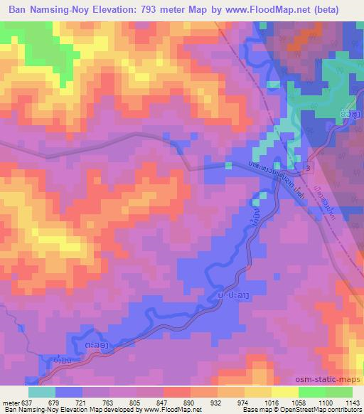 Ban Namsing-Noy,Laos Elevation Map