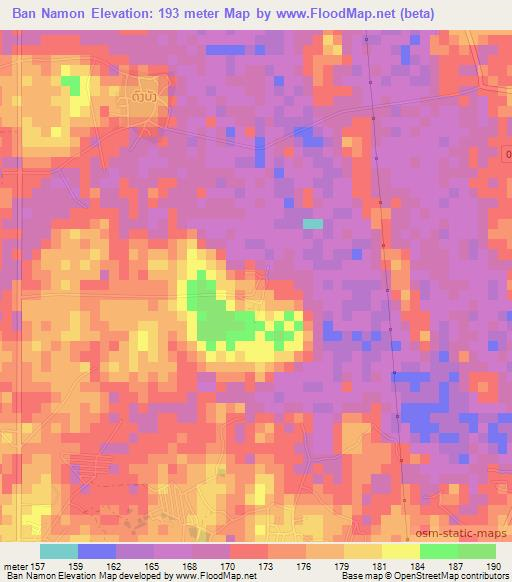 Ban Namon,Laos Elevation Map