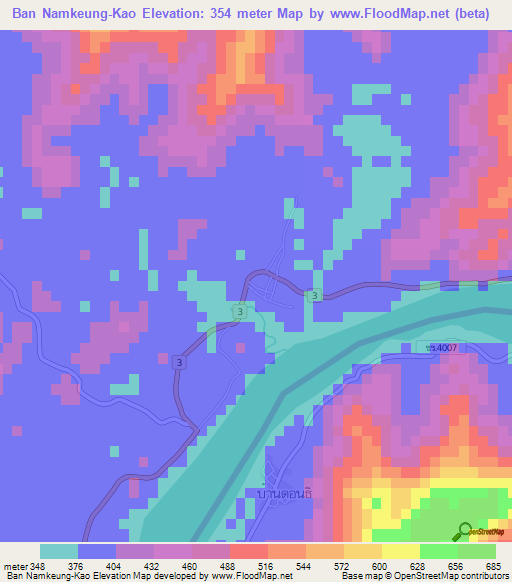 Ban Namkeung-Kao,Laos Elevation Map