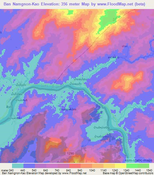 Ban Namgnon-Kao,Laos Elevation Map