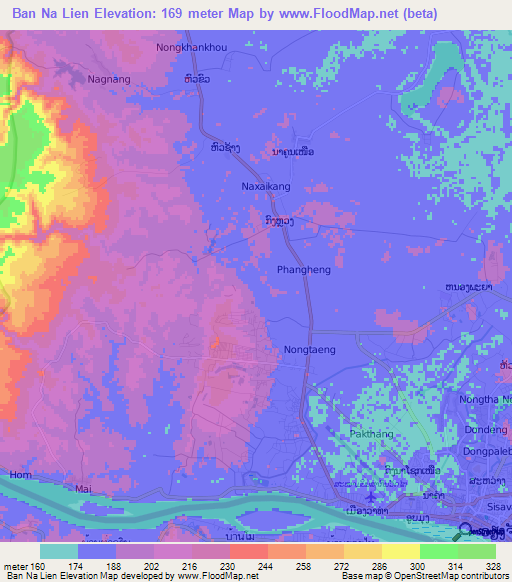 Ban Na Lien,Laos Elevation Map