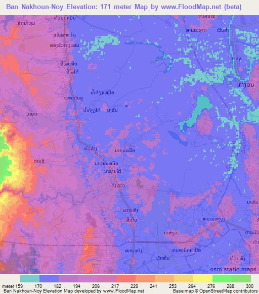 Ban Nakhoun-Noy,Laos Elevation Map