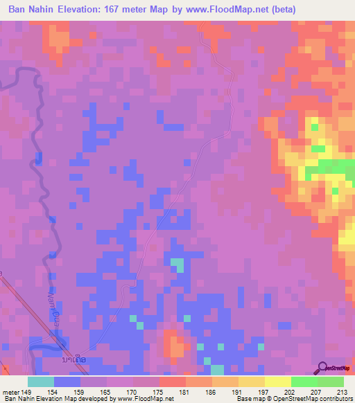 Ban Nahin,Laos Elevation Map