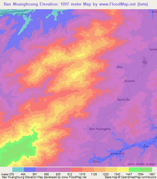 Ban Muanghoung,Laos Elevation Map