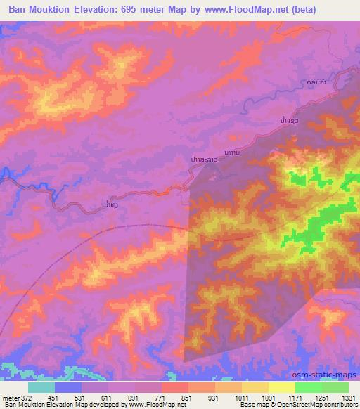 Ban Mouktion,Laos Elevation Map