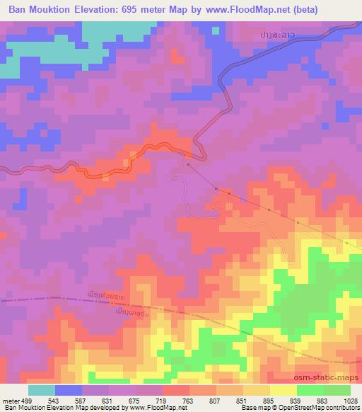 Ban Mouktion,Laos Elevation Map