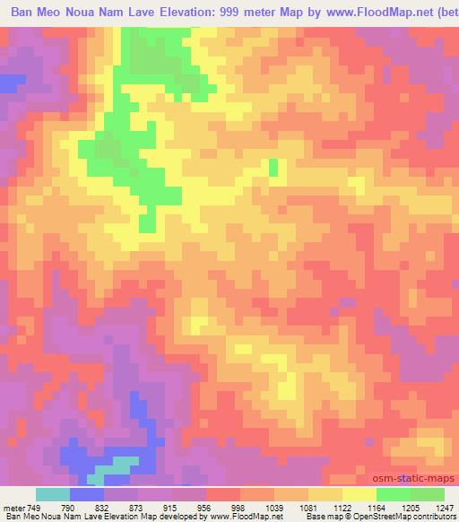 Ban Meo Noua Nam Lave,Laos Elevation Map