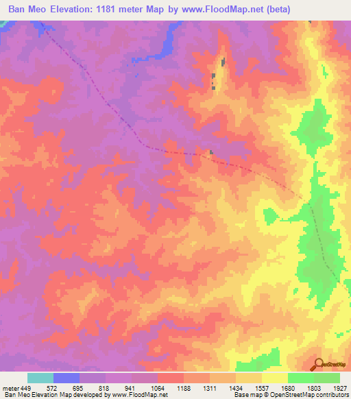 Ban Meo,Laos Elevation Map