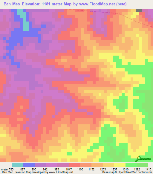 Ban Meo,Laos Elevation Map