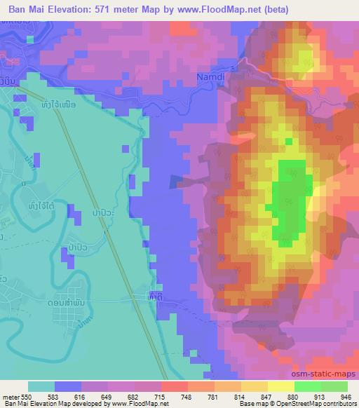 Ban Mai,Laos Elevation Map