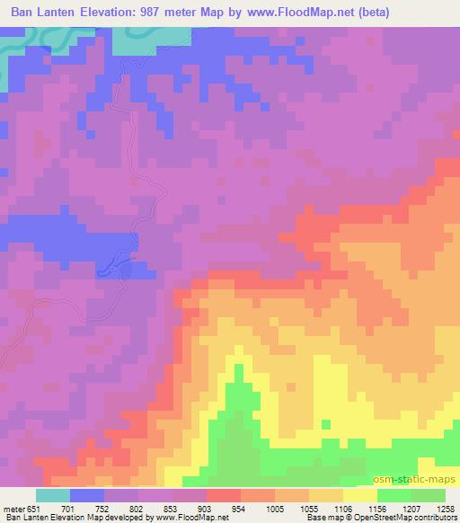 Ban Lanten,Laos Elevation Map