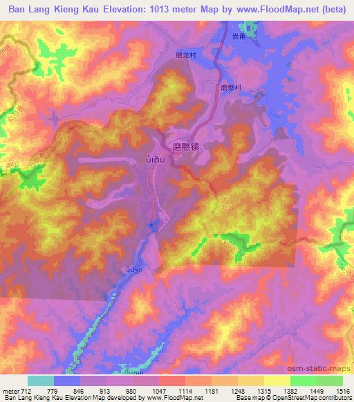 Ban Lang Kieng Kau,Laos Elevation Map