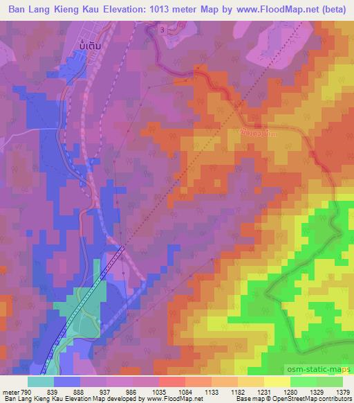 Ban Lang Kieng Kau,Laos Elevation Map