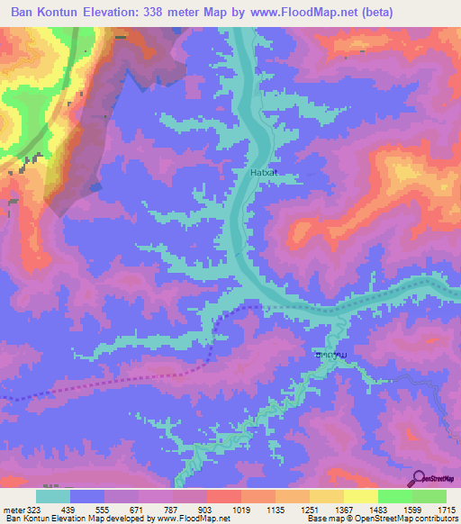 Ban Kontun,Laos Elevation Map