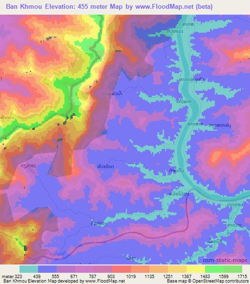 Ban Khmou,Laos Elevation Map