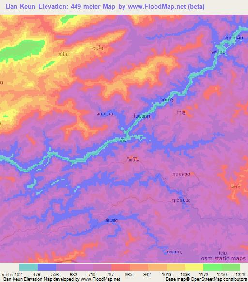 Ban Keun,Laos Elevation Map